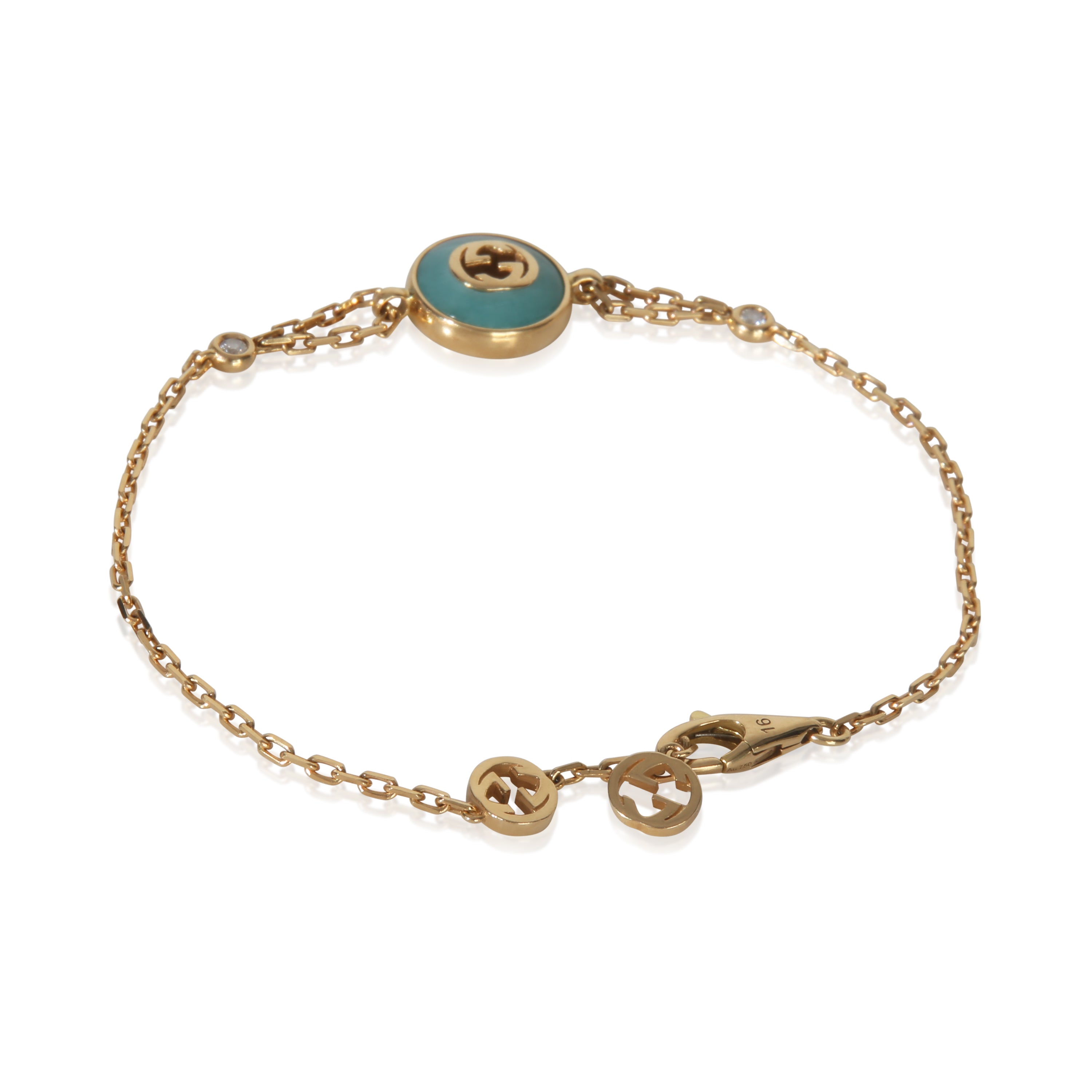 Yellow Gold Amazonite Interlocking G Bracelet