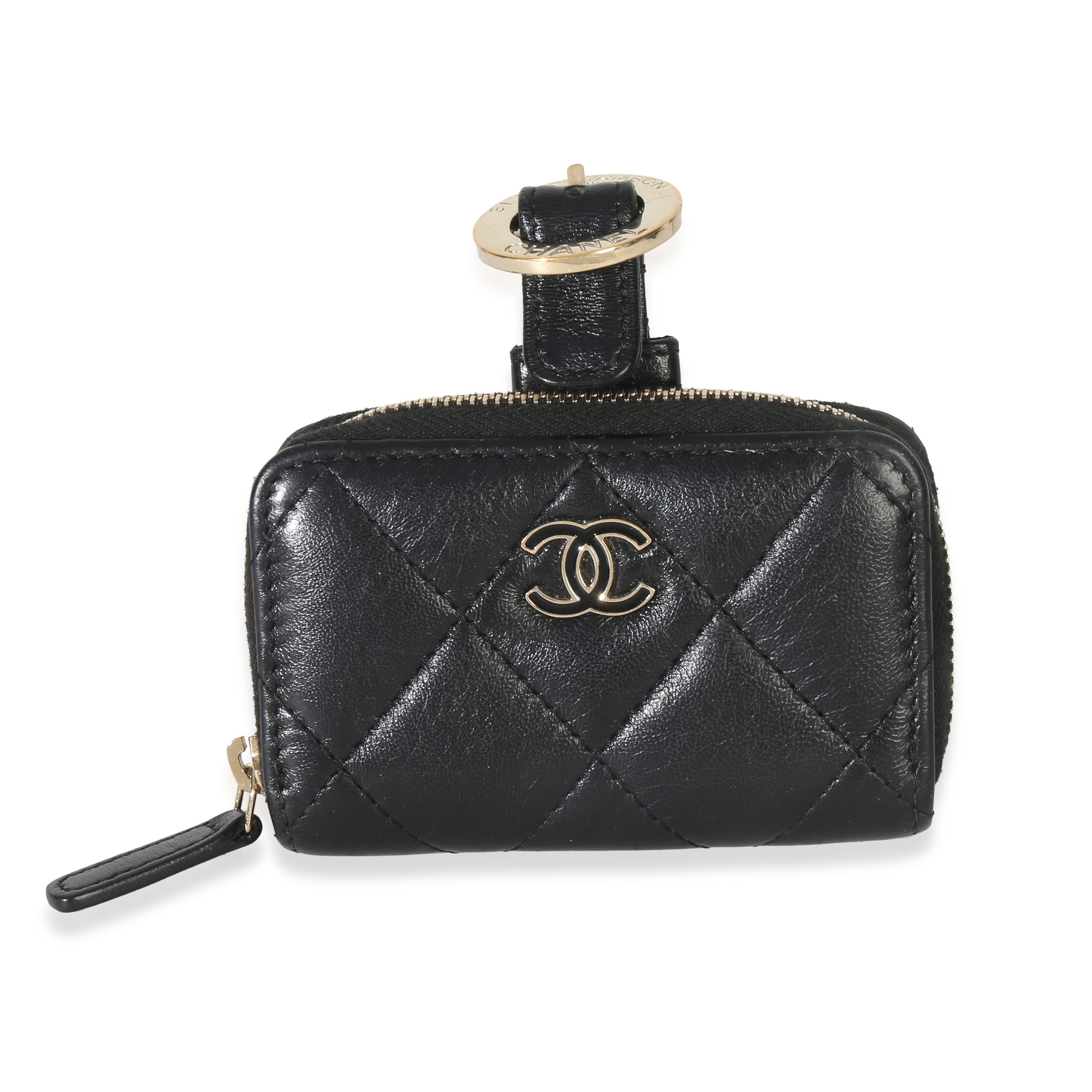 Black Quilted Lambskin Coin Purse Bracelet
