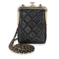 Black Quilted Lambskin CC Frame Clutch With Chain