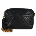 Vintage Black Quilted Lambskin Small Tassel Camera Bag