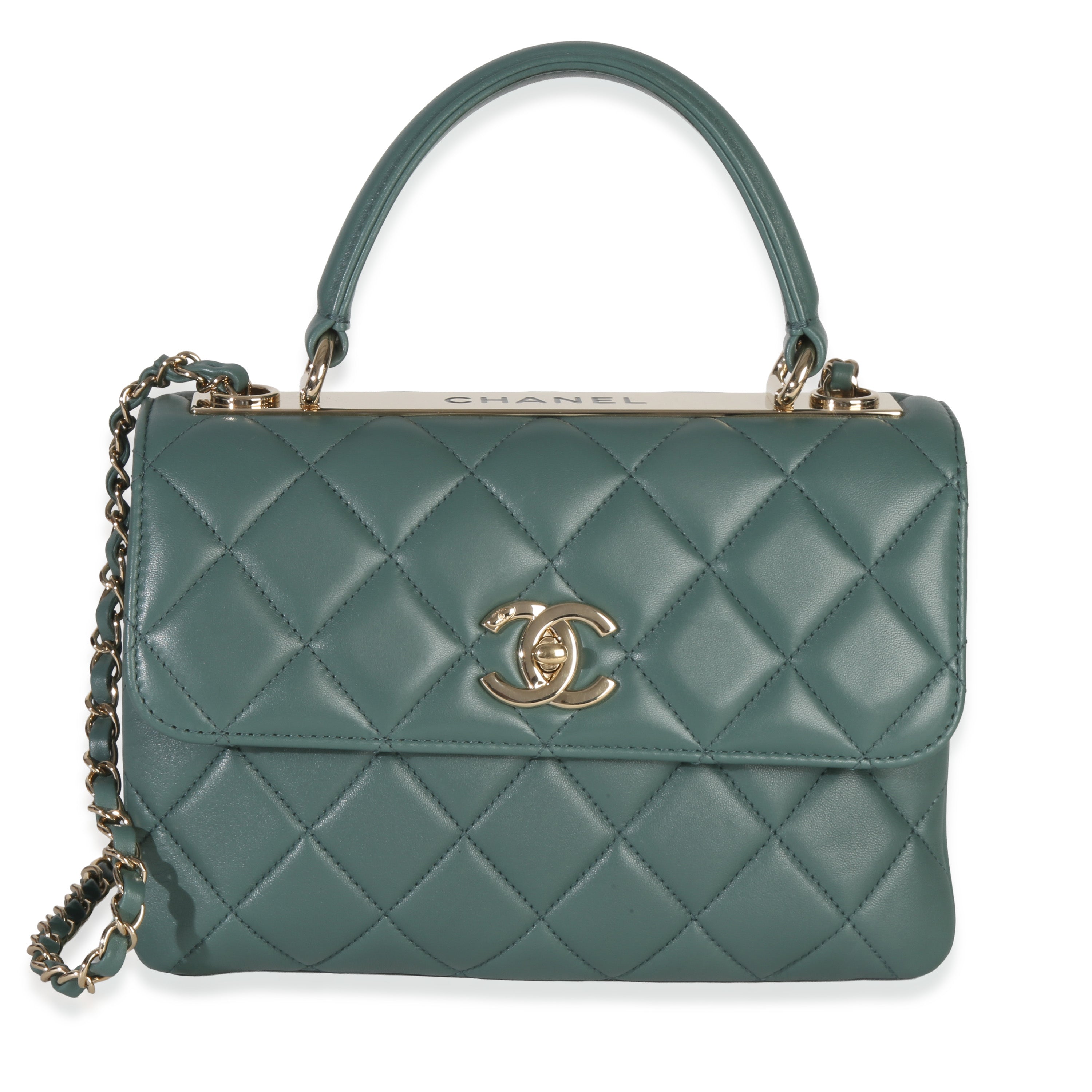 Green Quilted Lambskin Small Trendy CC Dual Handle Flap Bag