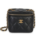 Black Quilted Lambskin Mini Pearl Crush Vanity Case