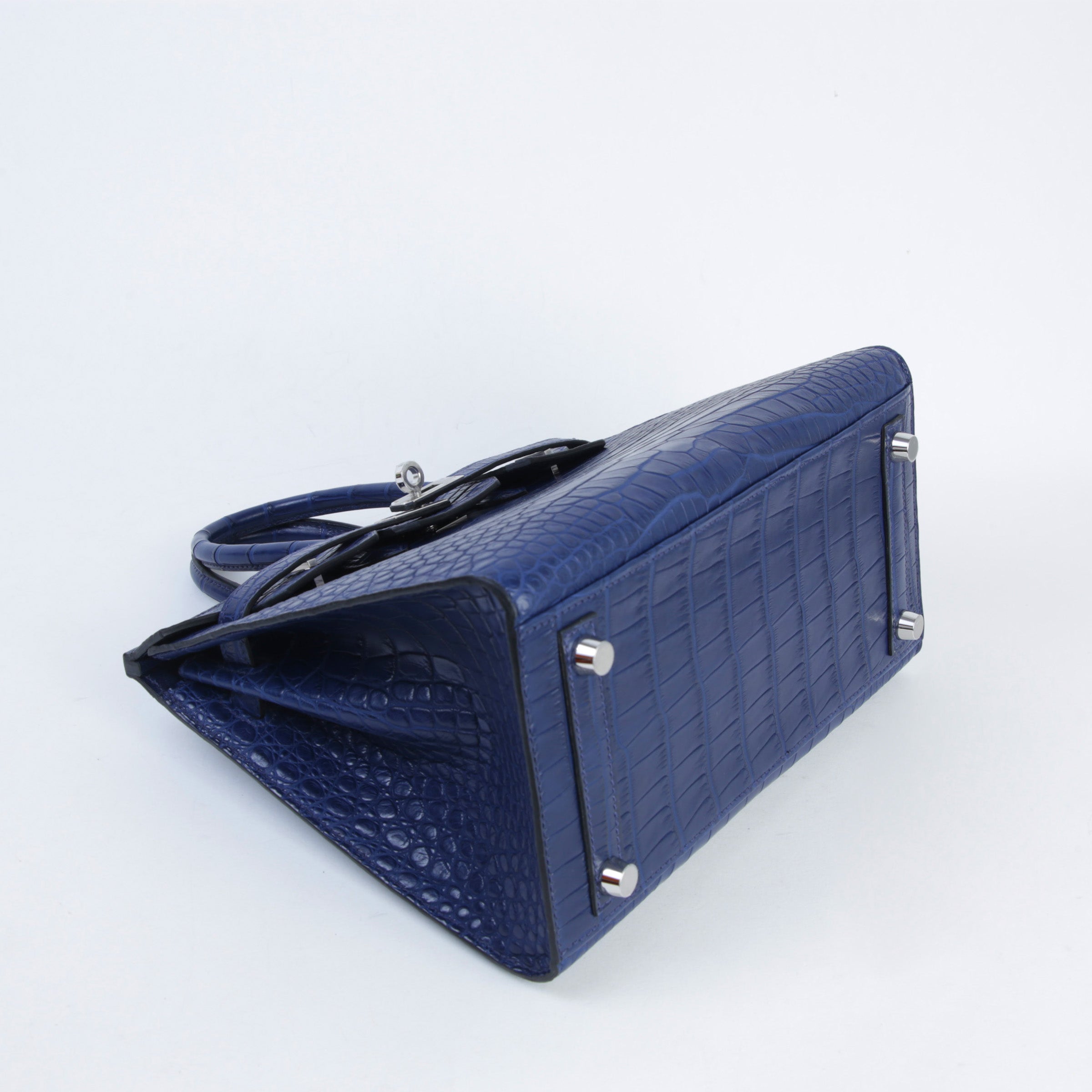 HERMÈS Birkin 25 Sellier Bleu Saphir (73) Matte Alligator Palladium hardware K (2025)
