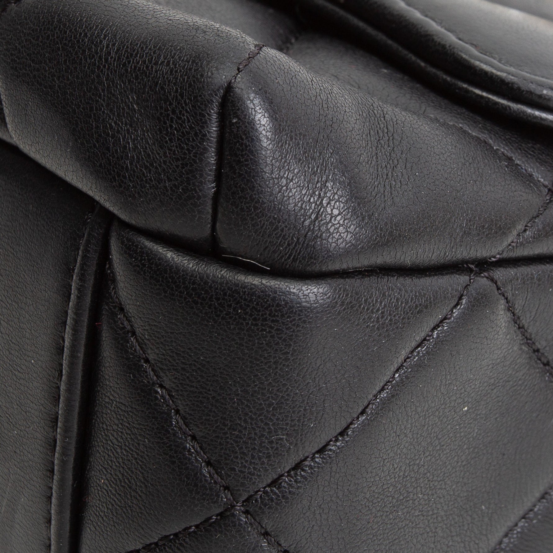 CHANEL Pearl Logo Lambskin Flap Bag - Black
