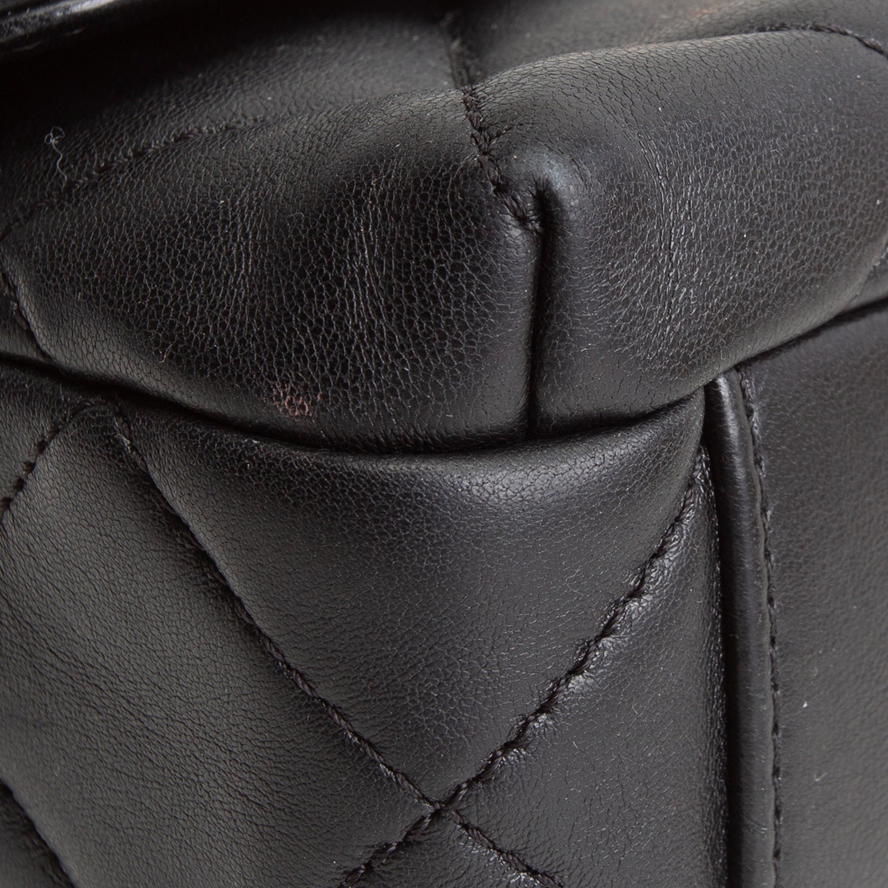 CHANEL Pearl Logo Lambskin Flap Bag - Black