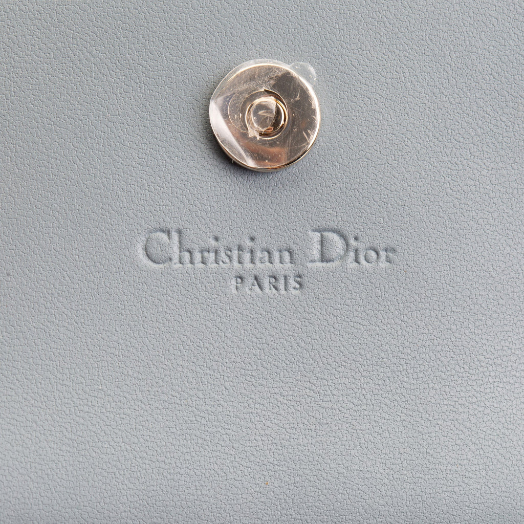 DIOR Leather Cannage Compact Wallet - Light Blue