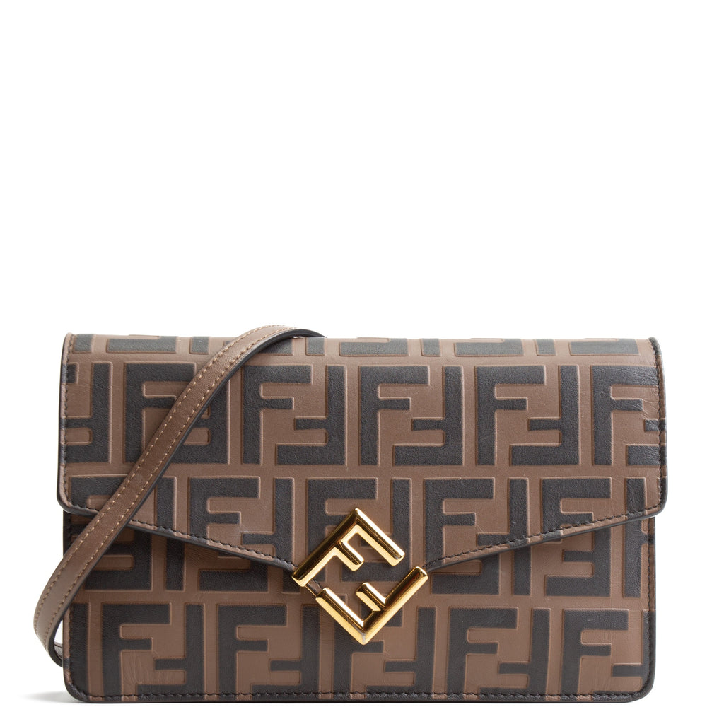 FENDI FF Diamonds Wallet Embossed Leather