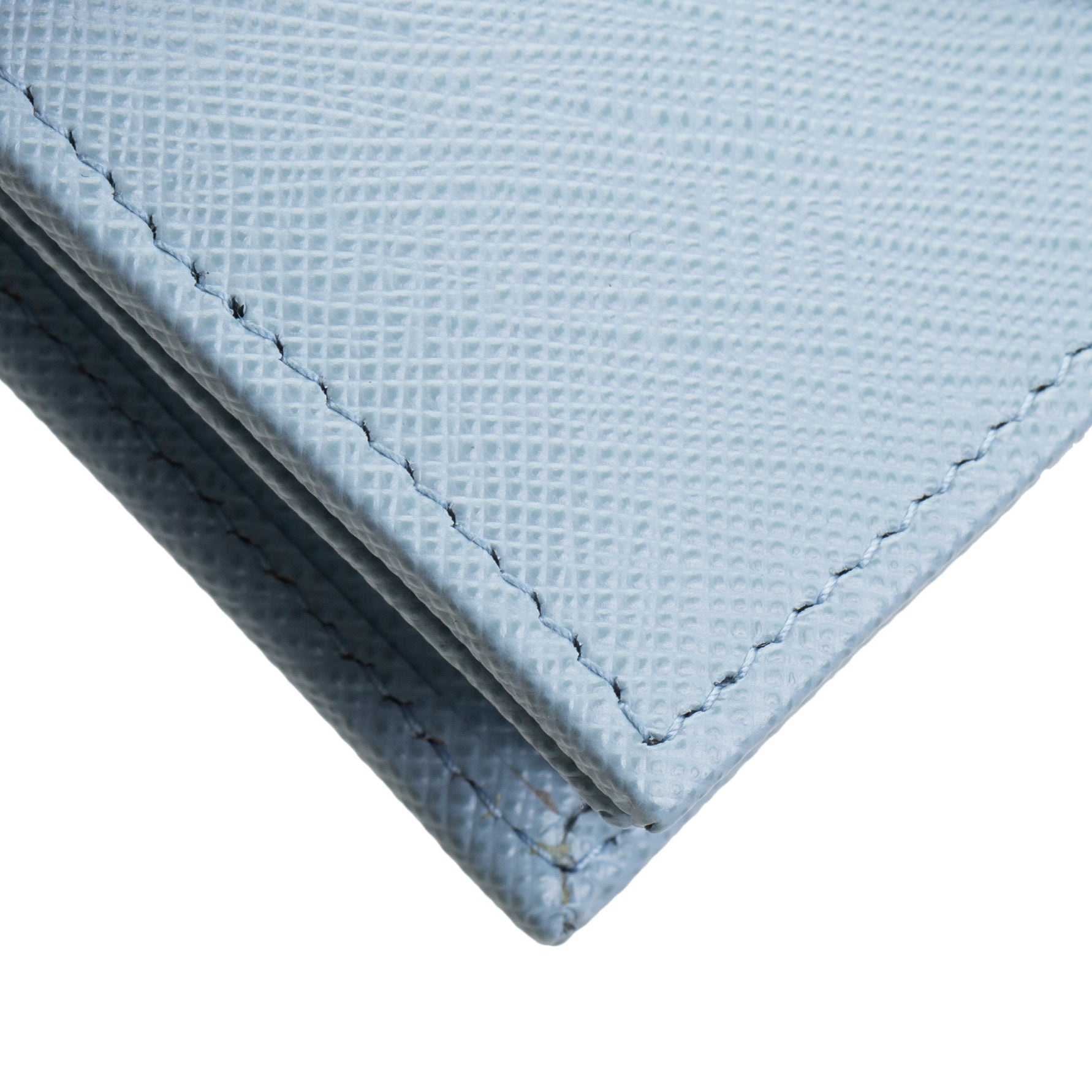 PRADA Saffiano Lux Leather Compact Wallet - Baby Blue