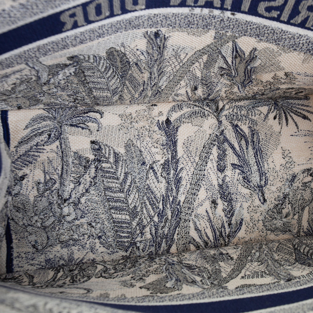 DIOR Book Tote Large Palm Tree Toile DeJouy - Blue