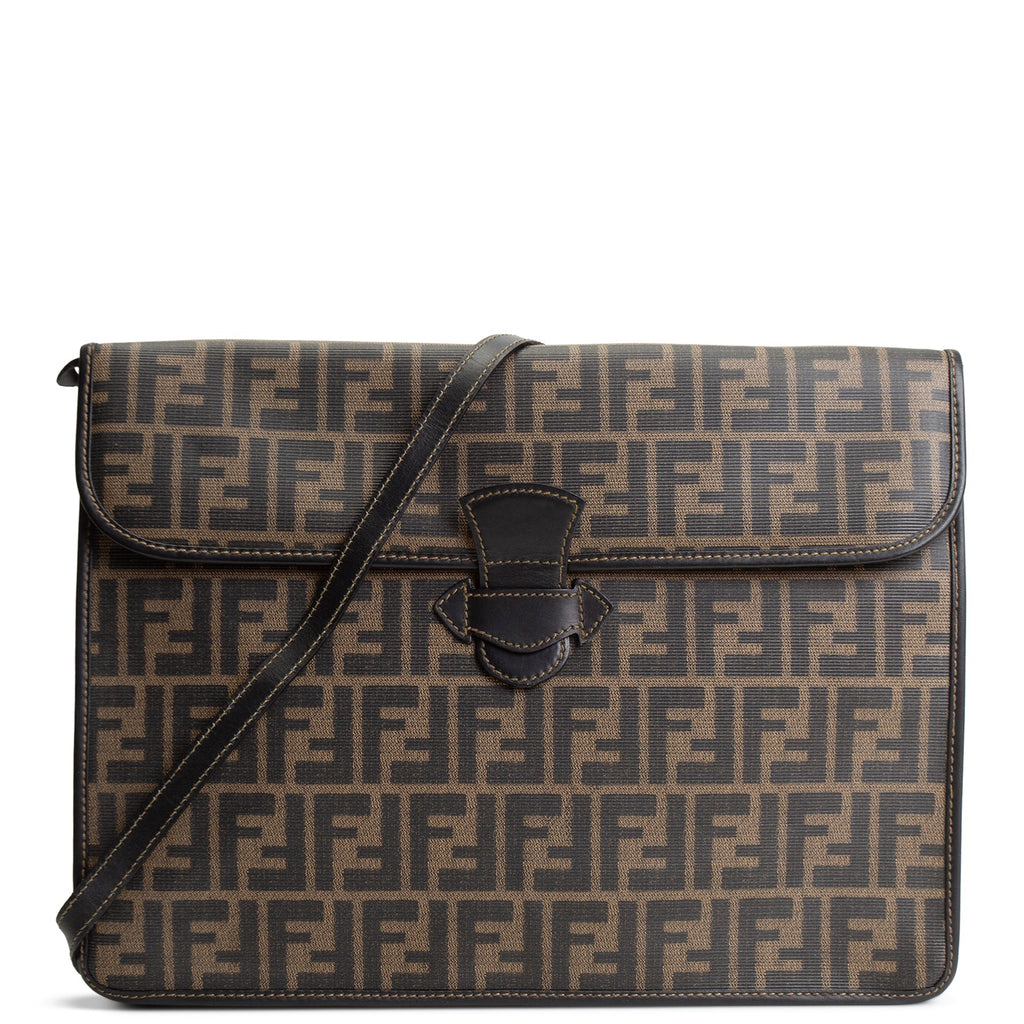 FENDI Leather Trimmed Zucca Portfolio Case