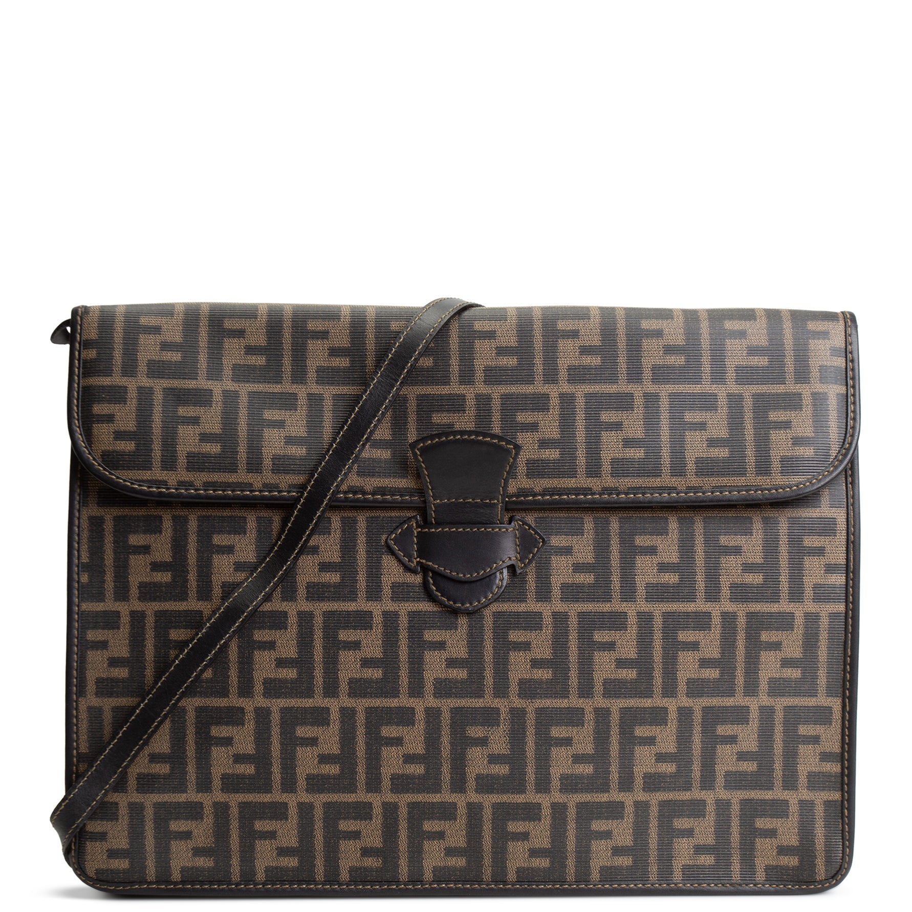FENDI Leather Trimmed Zucca Portfolio Case