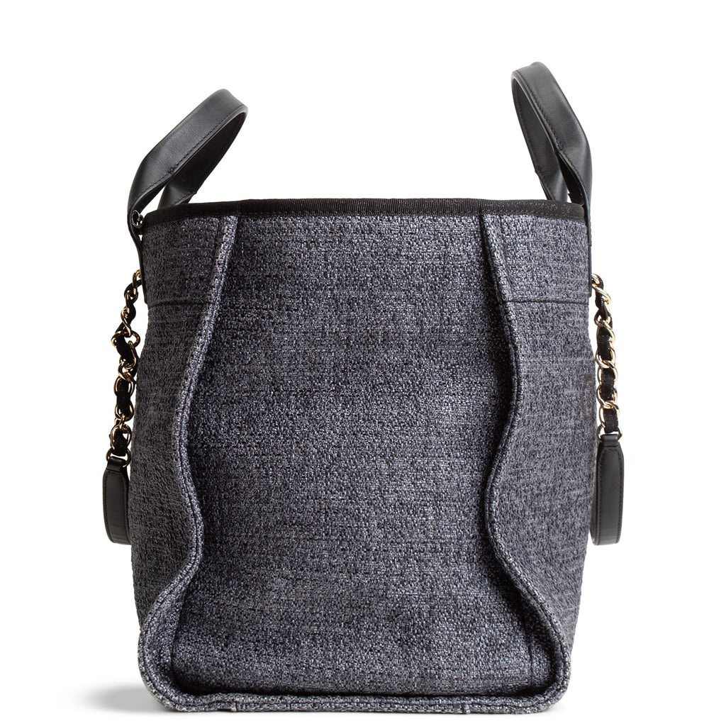 CHANEL Lurex Medium Deauville Shopping Tote - Navy