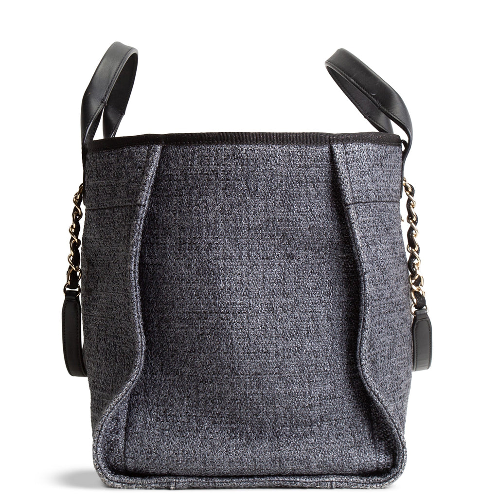 CHANEL Lurex Medium Deauville Shopping Tote - Navy