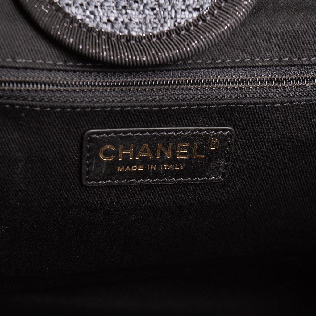CHANEL Lurex Medium Deauville Shopping Tote - Navy