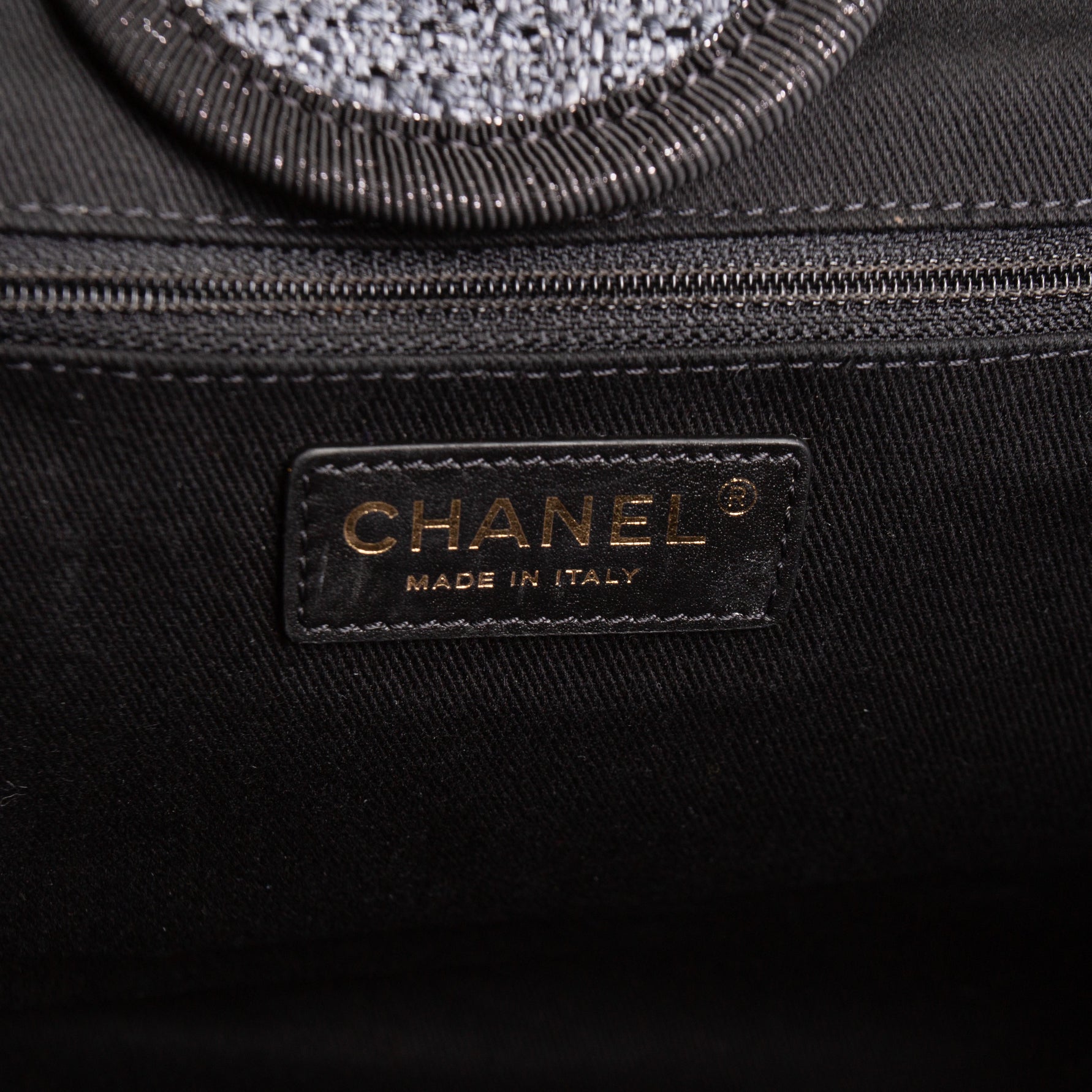 CHANEL Lurex Medium Deauville Shopping Tote - Navy