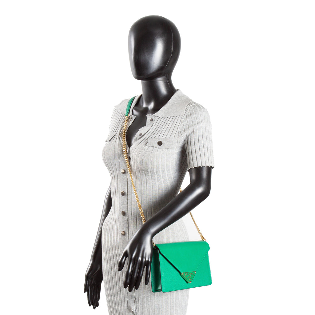 PRADA Mini Saffiano Leather Crossbody - Green