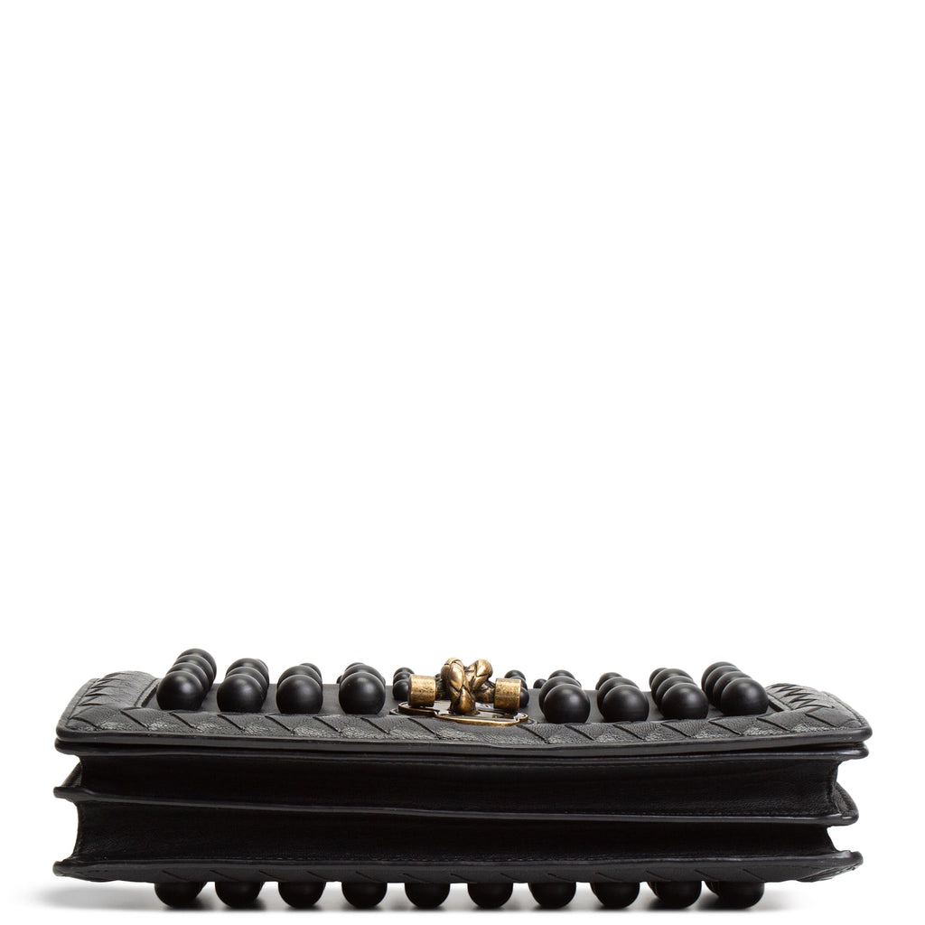BOTTEGA VENETA Intrecciato Olimpia Studded Knot Bag - Black