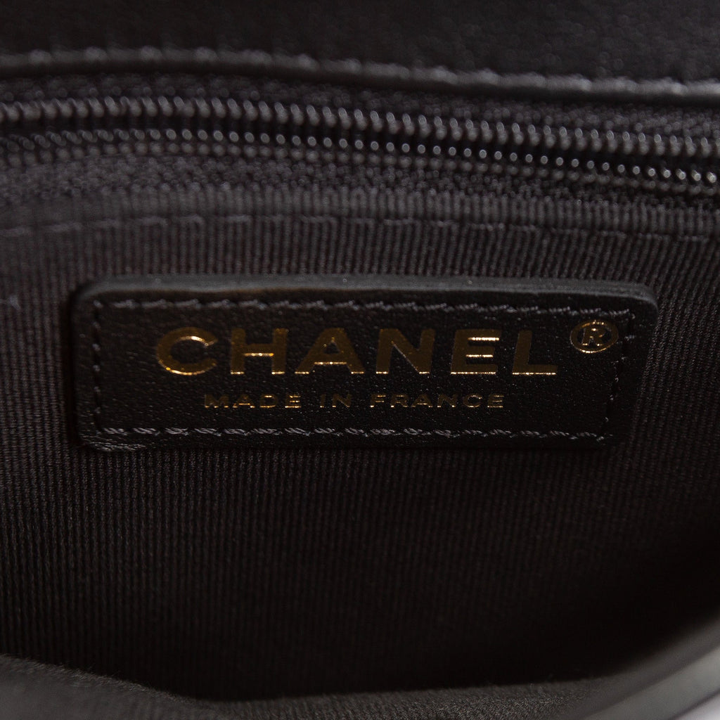 CHANEL Tweed Top Handle School Memory Flap Bag - Black