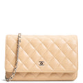 CHANEL Caviar Wallet on Chain - Beige