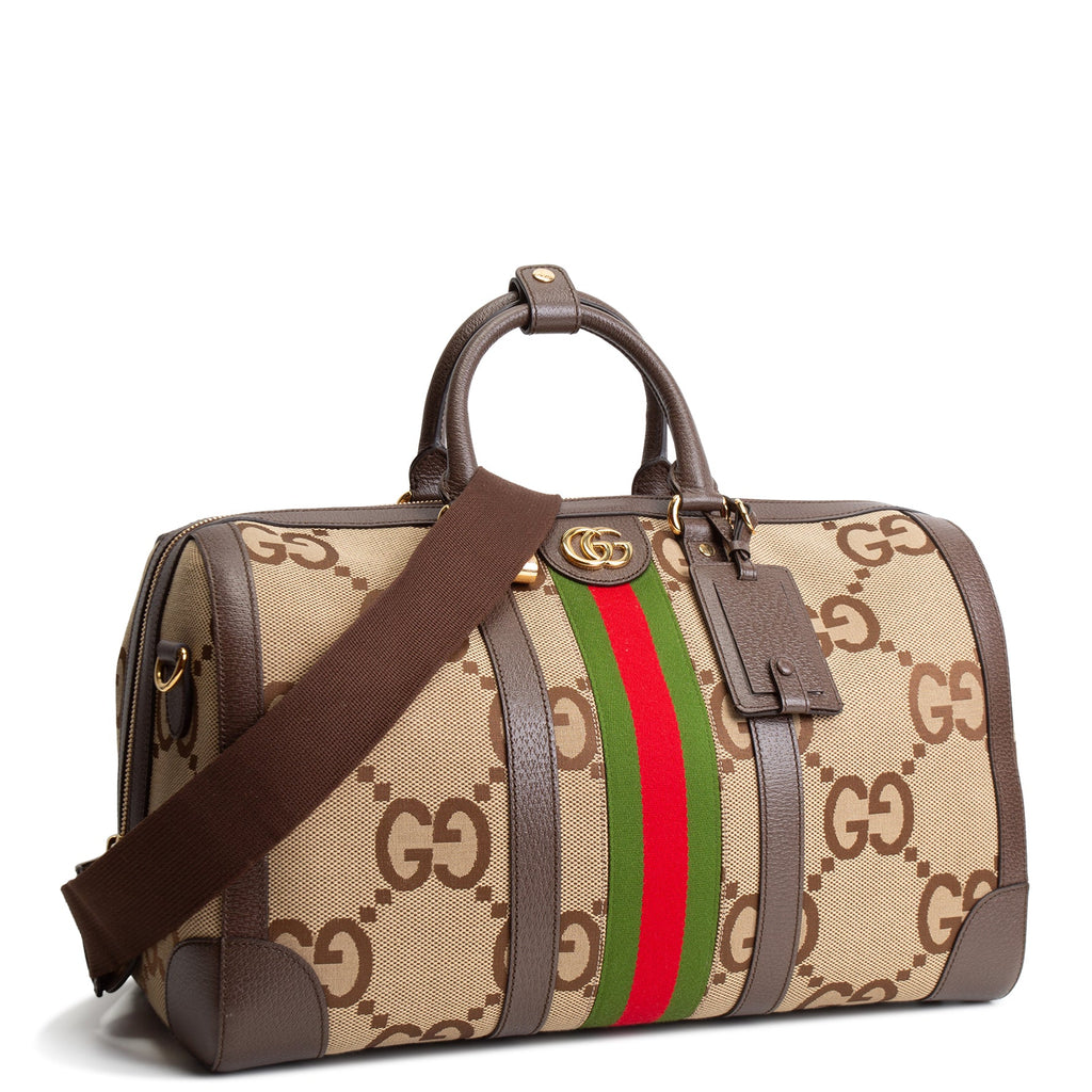 GUCCI Jumbo GG Medium Savoy Duffle Bag - Beige & Ebony