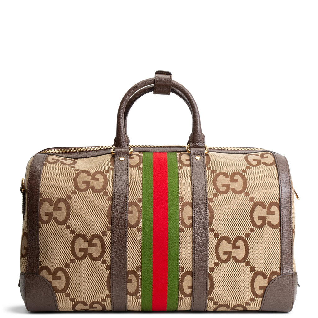 GUCCI Jumbo GG Medium Savoy Duffle Bag - Beige & Ebony