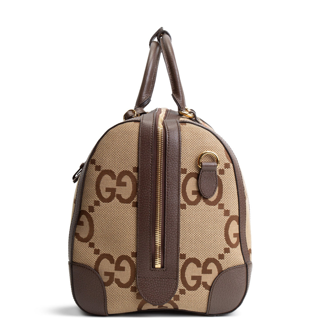 GUCCI Jumbo GG Medium Savoy Duffle Bag - Beige & Ebony