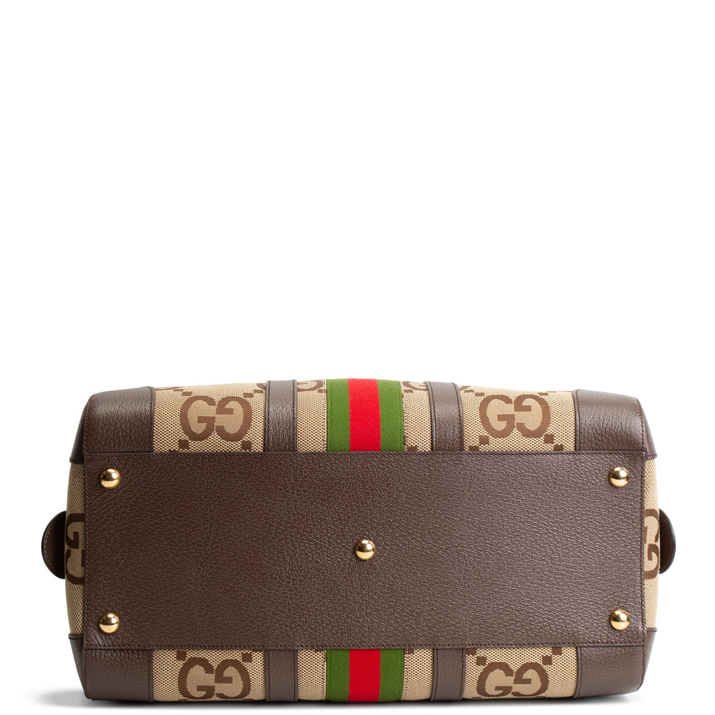 GUCCI Jumbo GG Medium Savoy Duffle Bag - Beige & Ebony