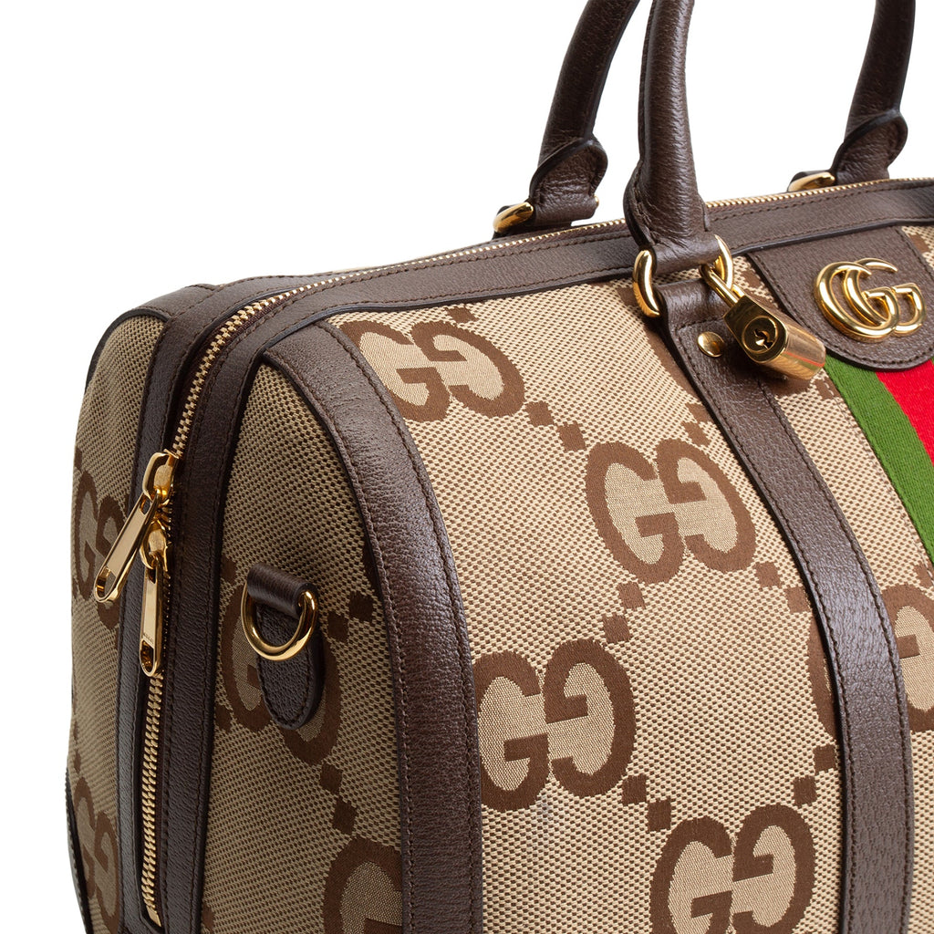GUCCI Jumbo GG Medium Savoy Duffle Bag - Beige & Ebony