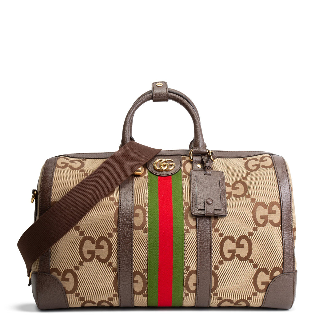 GUCCI Jumbo GG Medium Savoy Duffle Bag - Beige & Ebony
