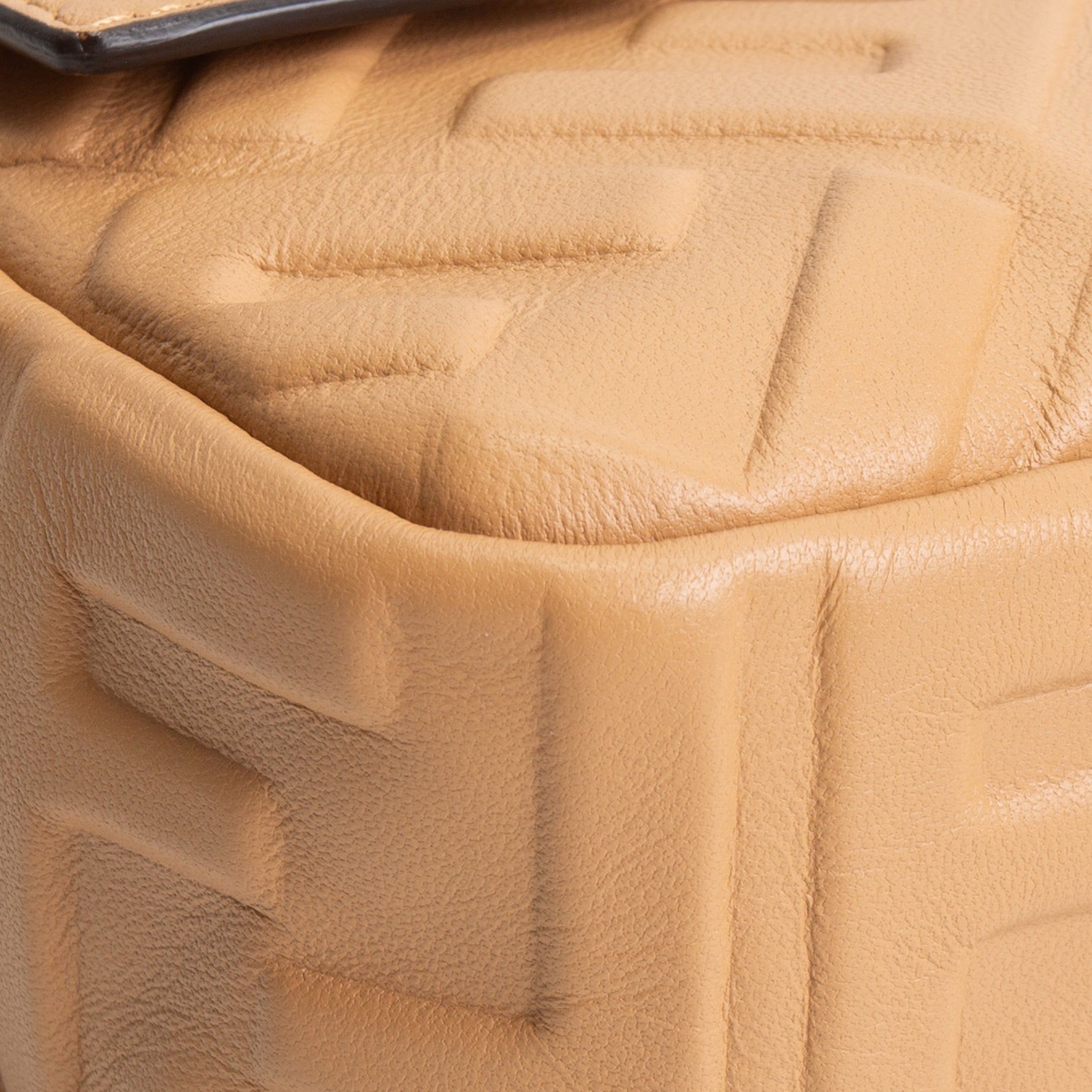FENDI Nappa FF 1974 Embossed Baguette Miele Scuro