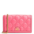 GUCCI GG Matelasse Chain Wallet - Pink
