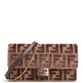 FENDI Jacquard FF Velvet Wallet on Chain