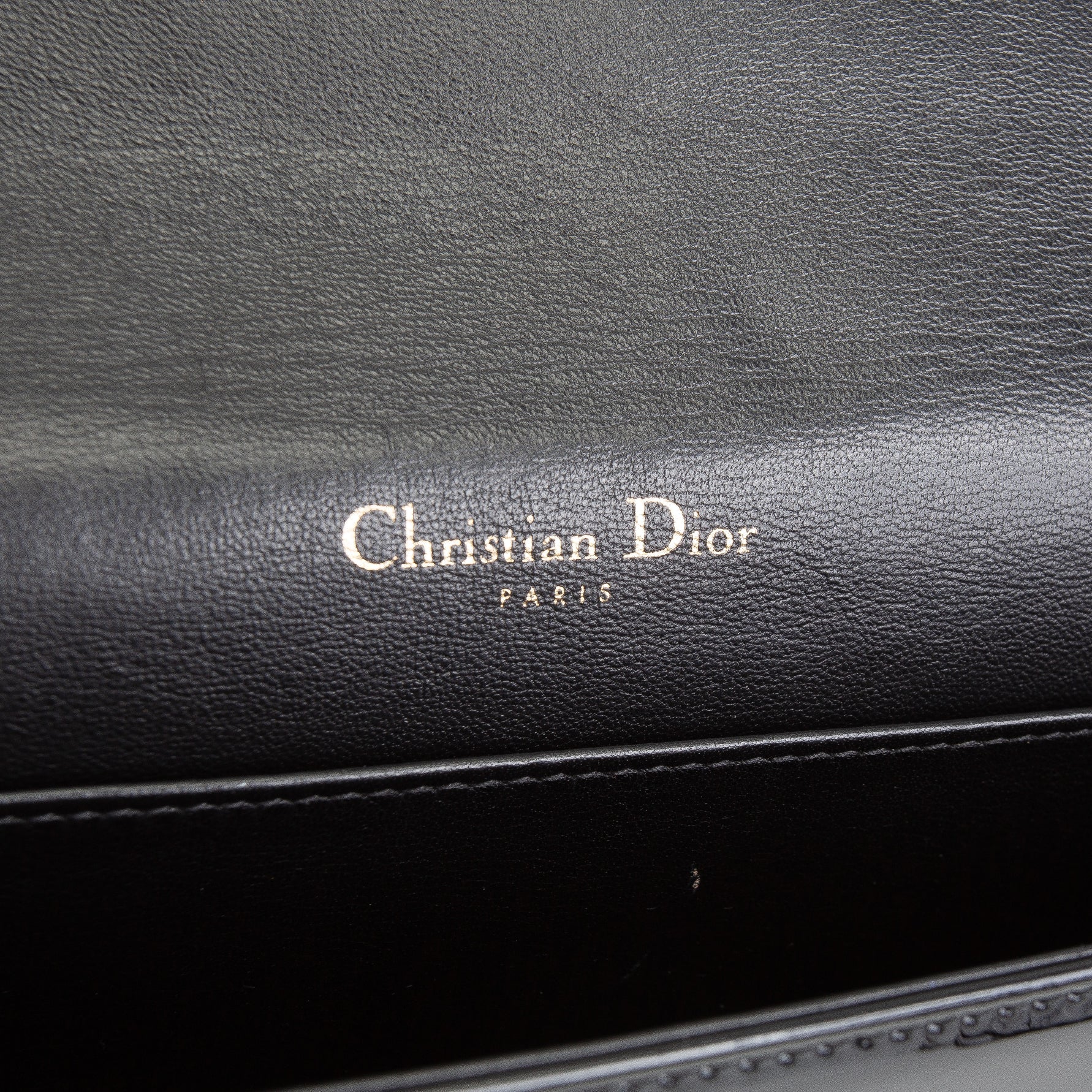 DIOR Patent Leather Lady Dior Pouch w/ Chain Patent