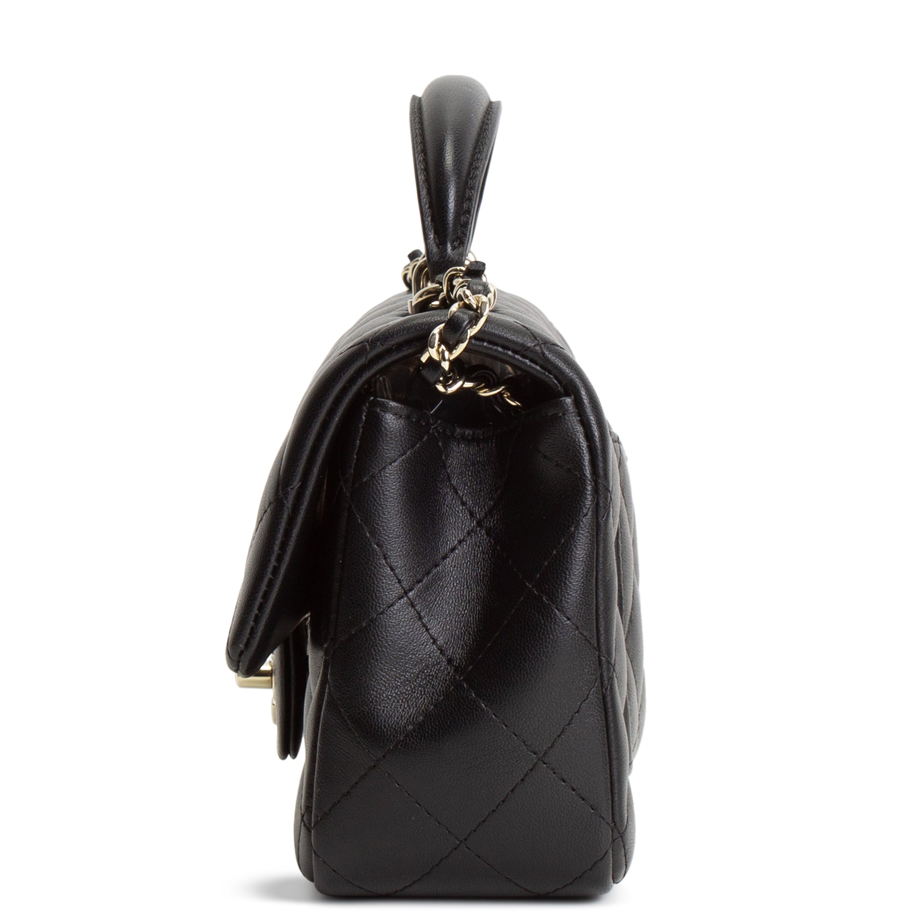 CHANEL Quilted Lambskin Rectangular Flap Top Handle Mini - Black