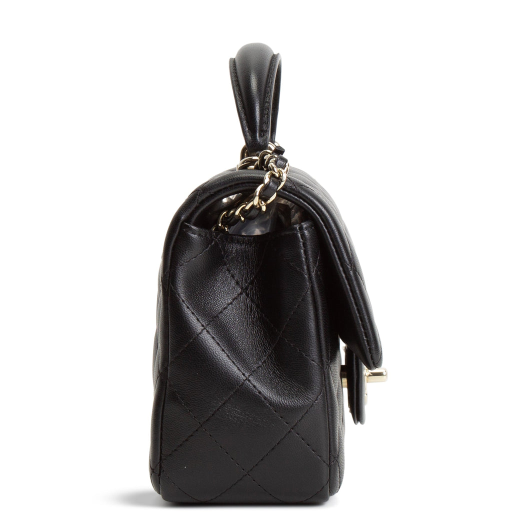 CHANEL Quilted Lambskin Rectangular Flap Top Handle Mini - Black