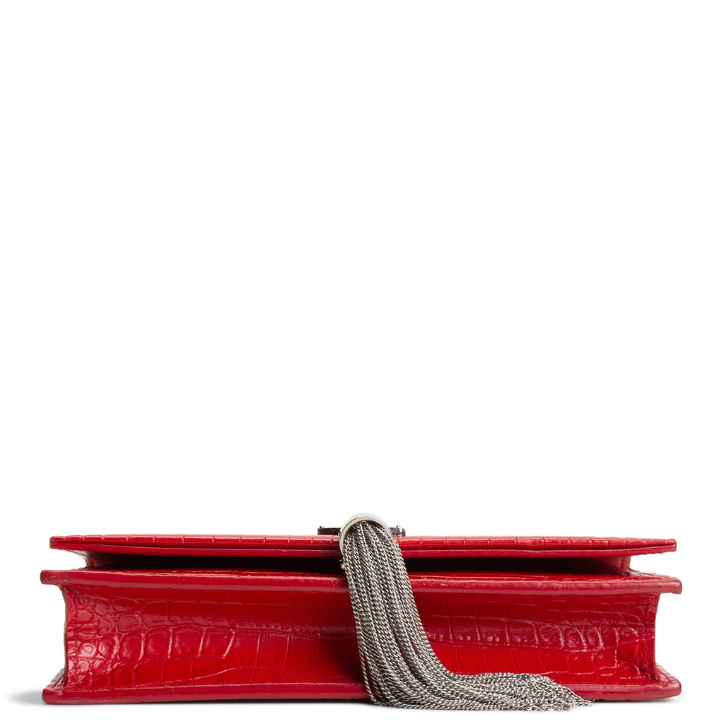 SAINT LAURENT Crocodile Embossed Kate Tassel Bag