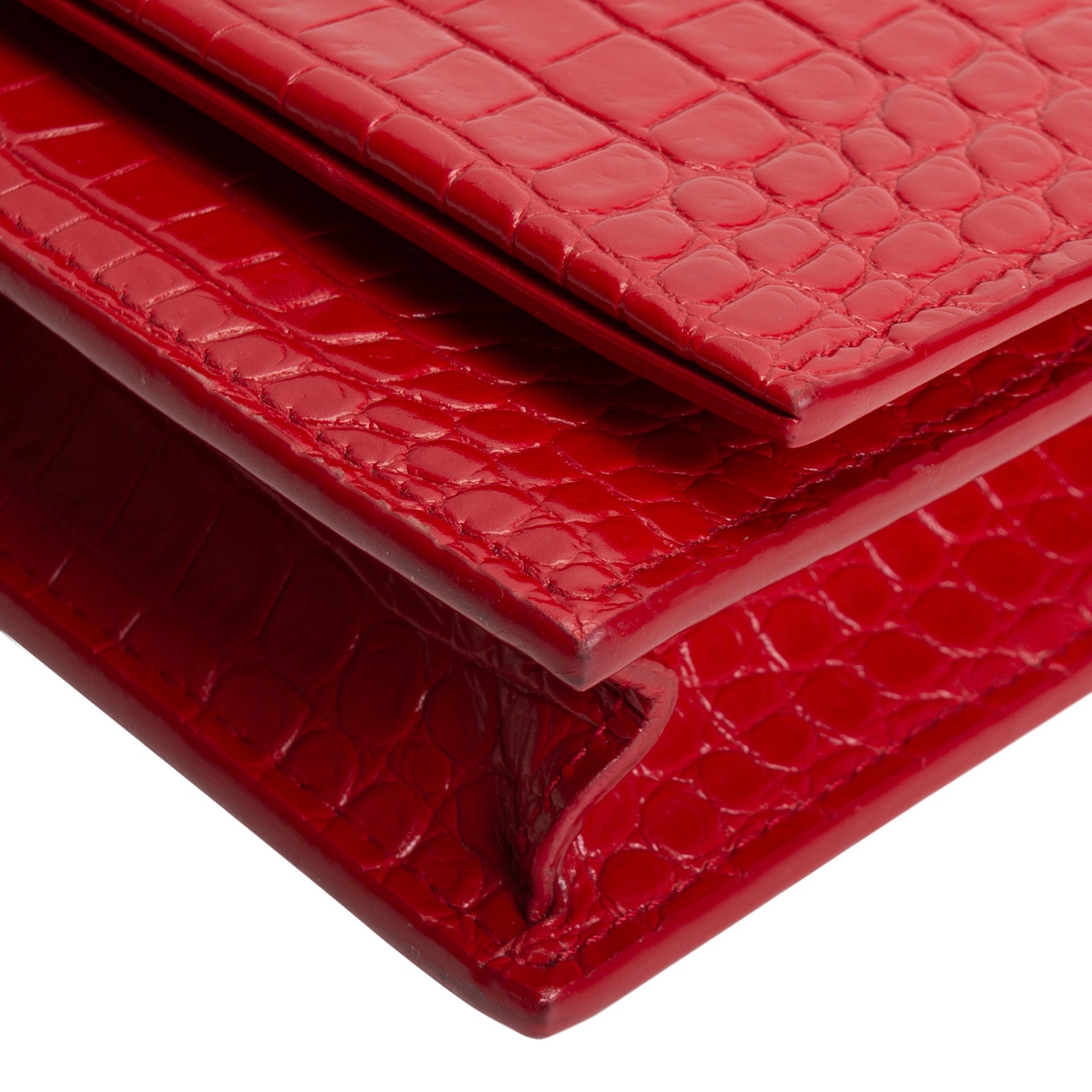 SAINT LAURENT Crocodile Embossed Kate Tassel Bag