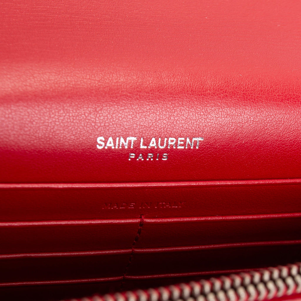 SAINT LAURENT Crocodile Embossed Kate Tassel Bag