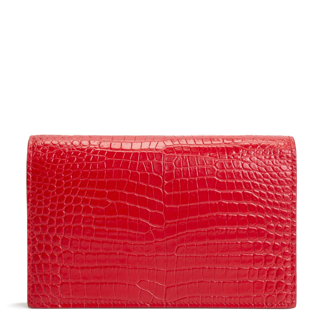 SAINT LAURENT Crocodile Embossed Kate Tassel Bag