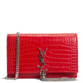 SAINT LAURENT Crocodile Embossed Kate Tassel Bag