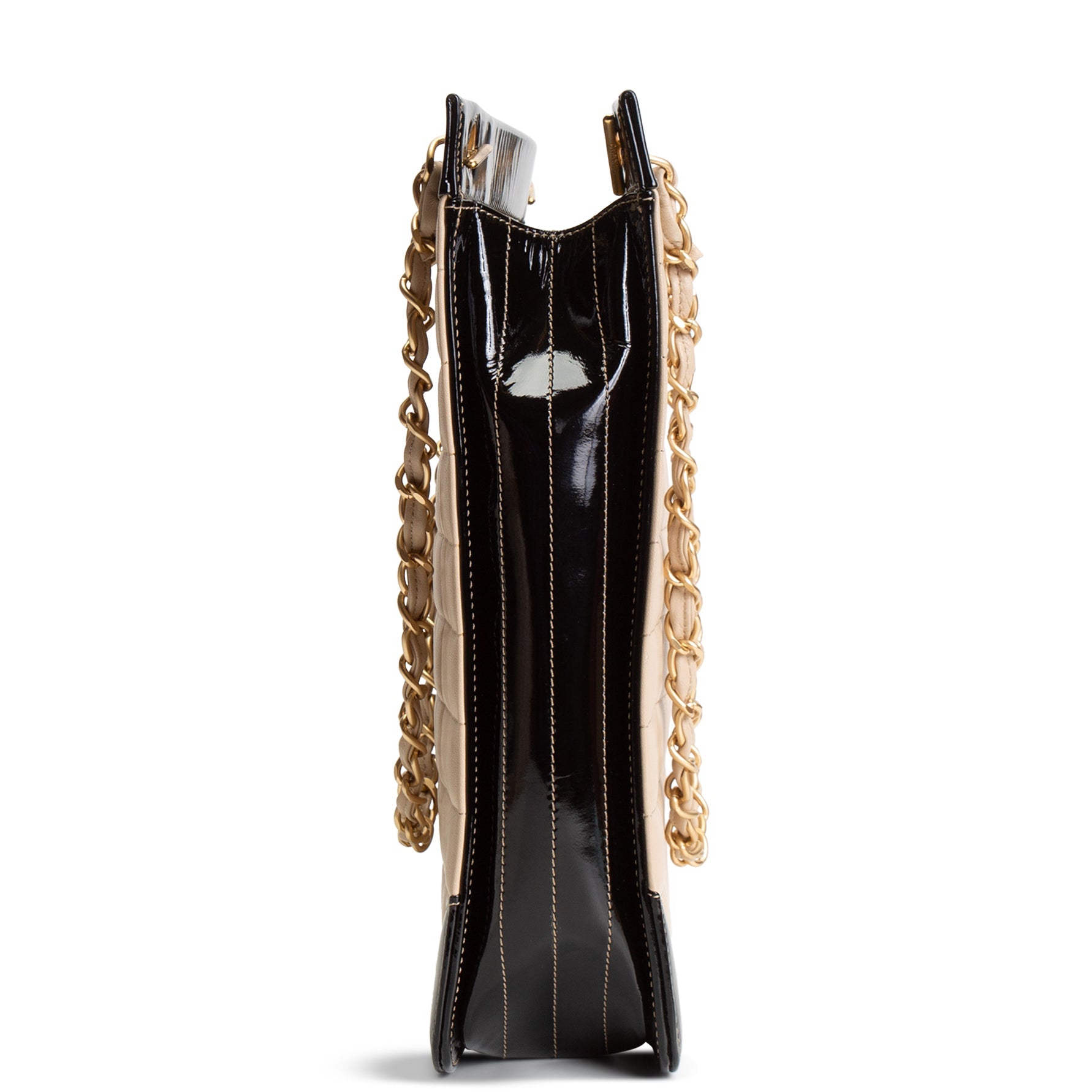 CHANEL Vintage Chocolate Bar Chain Tote - Beige