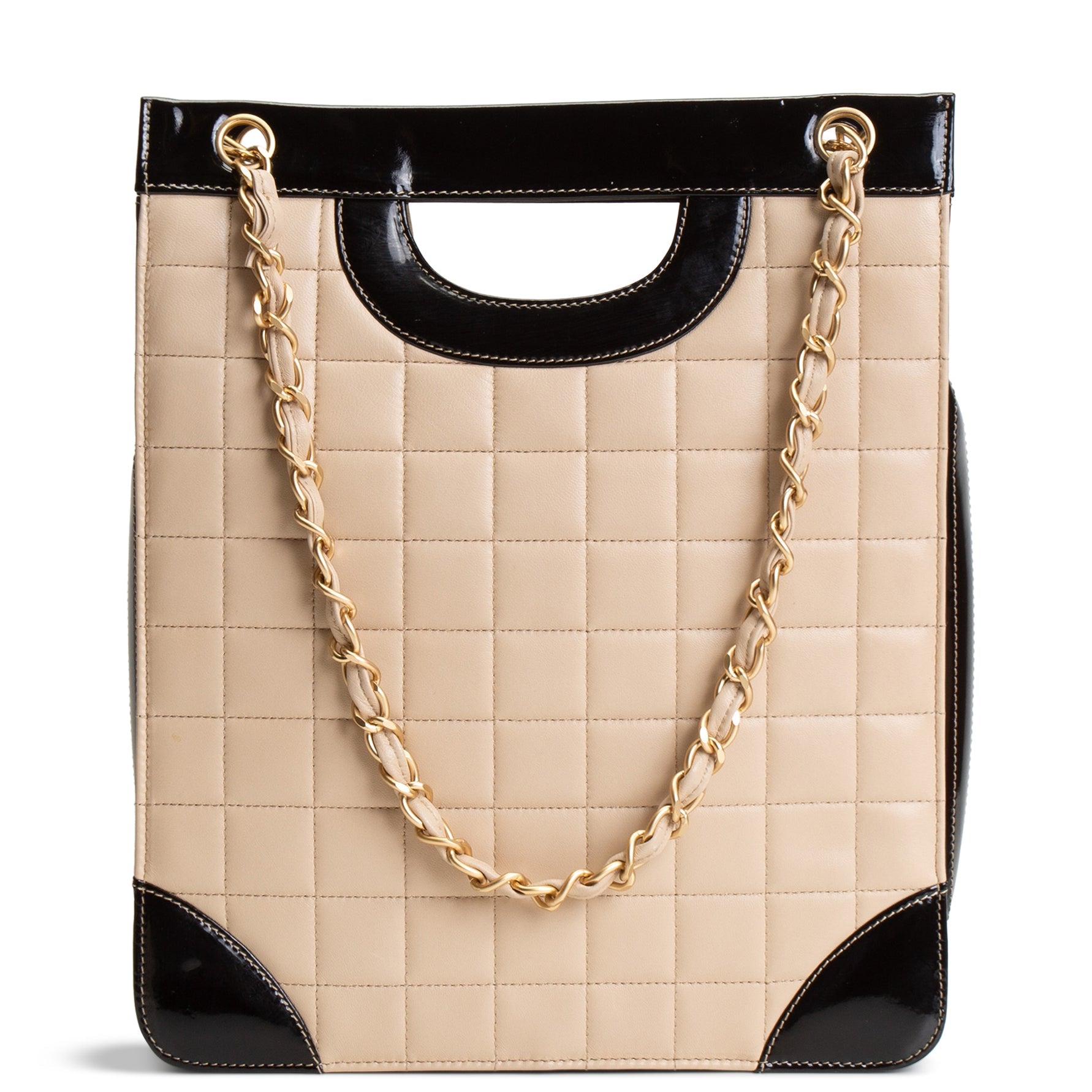 CHANEL Vintage Chocolate Bar Chain Tote - Beige