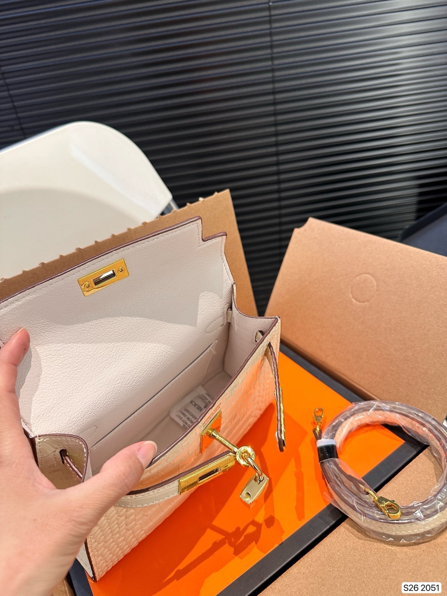 Hermes brikin white handbag