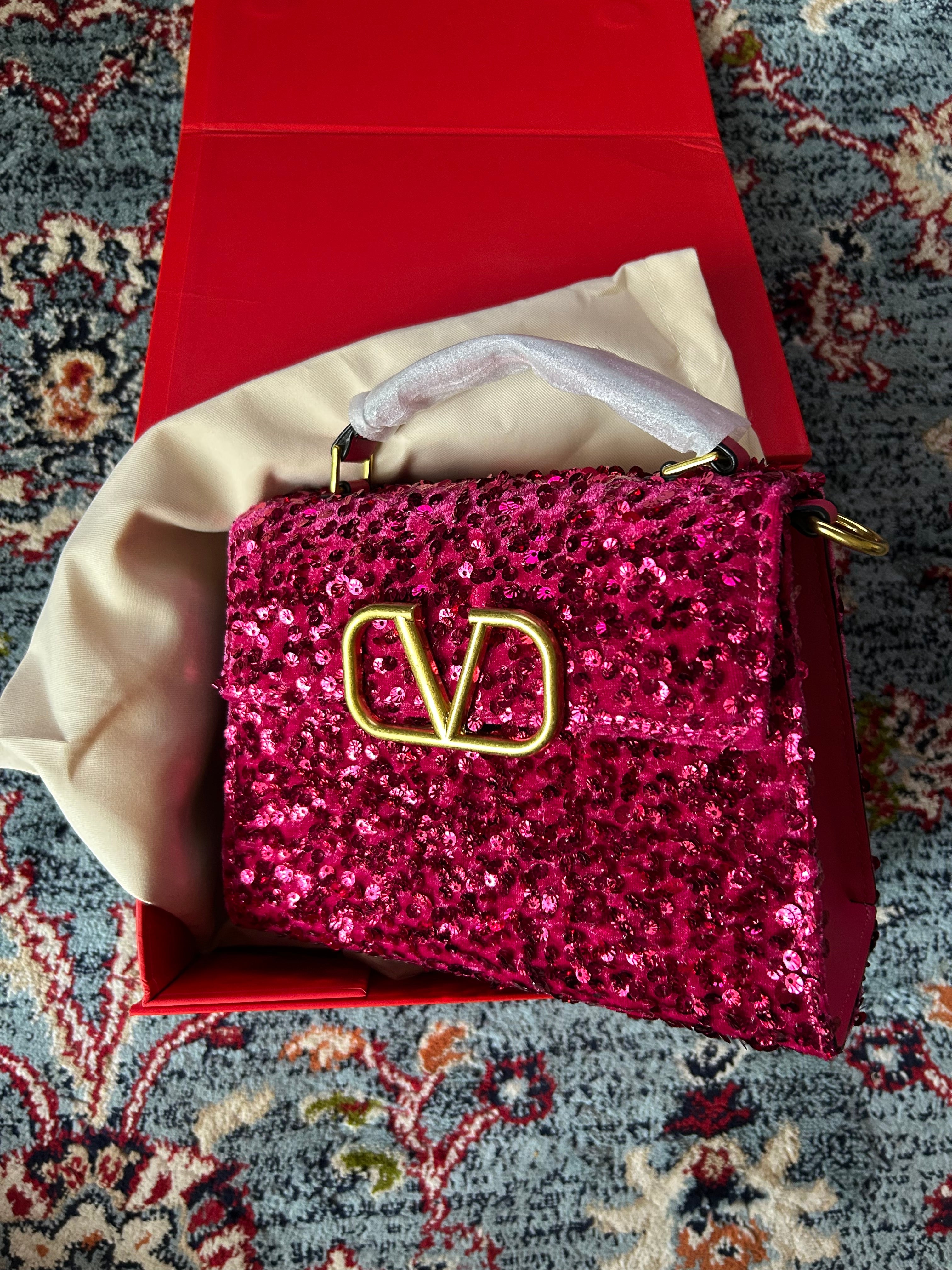 Vltn purple studs handbag