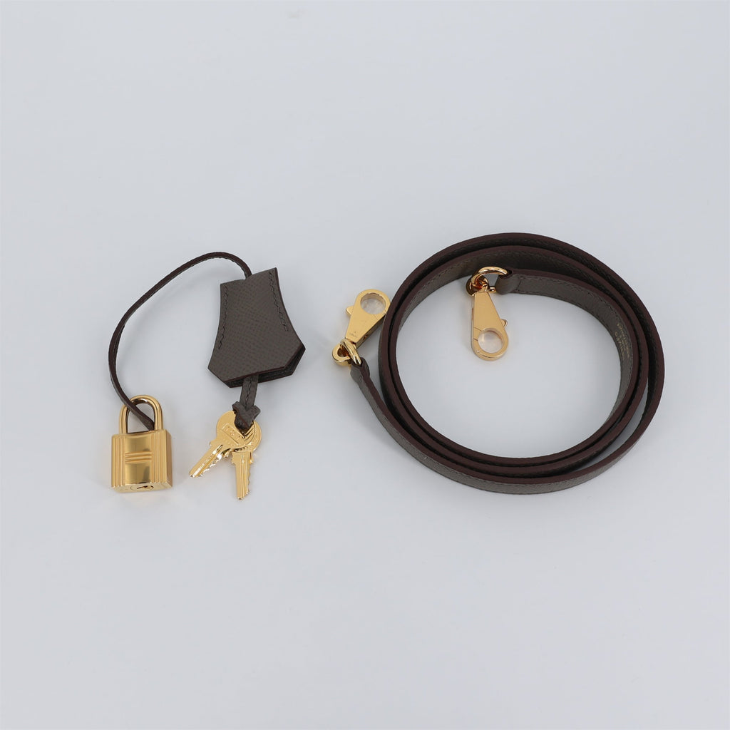 HERMÈS Kelly 25 Sellier Etain (8F) Epsom Gold hardware B (2023)