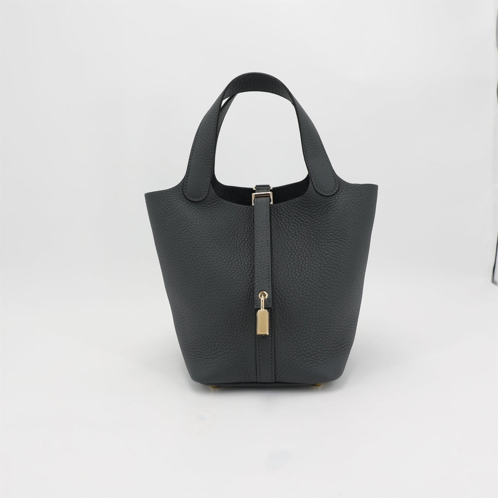 HERMÈS Picotin Lock PM Gris misty (H0) Clemence Permabrass hardware W (2024)