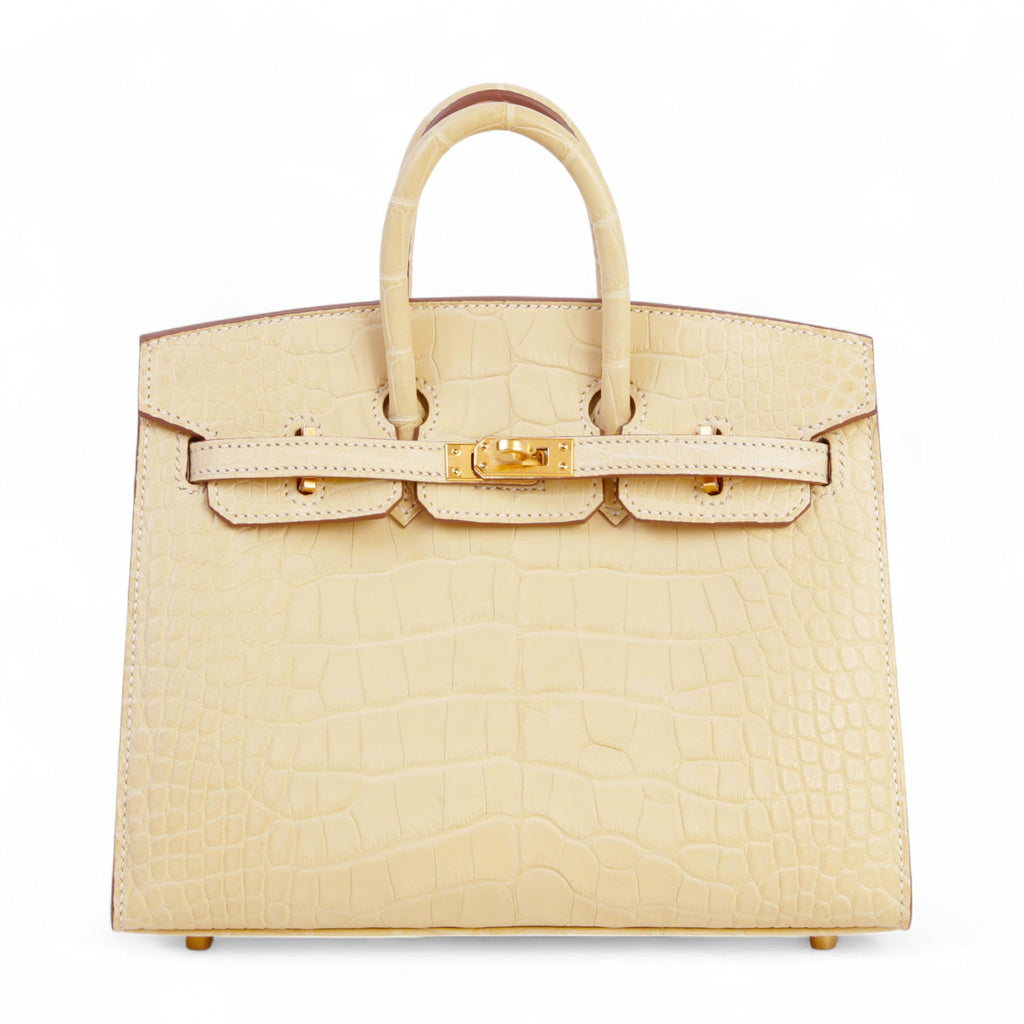 HERMÈS Birkin 20 Vanille Matte Alligator Gold hardware W (2024)