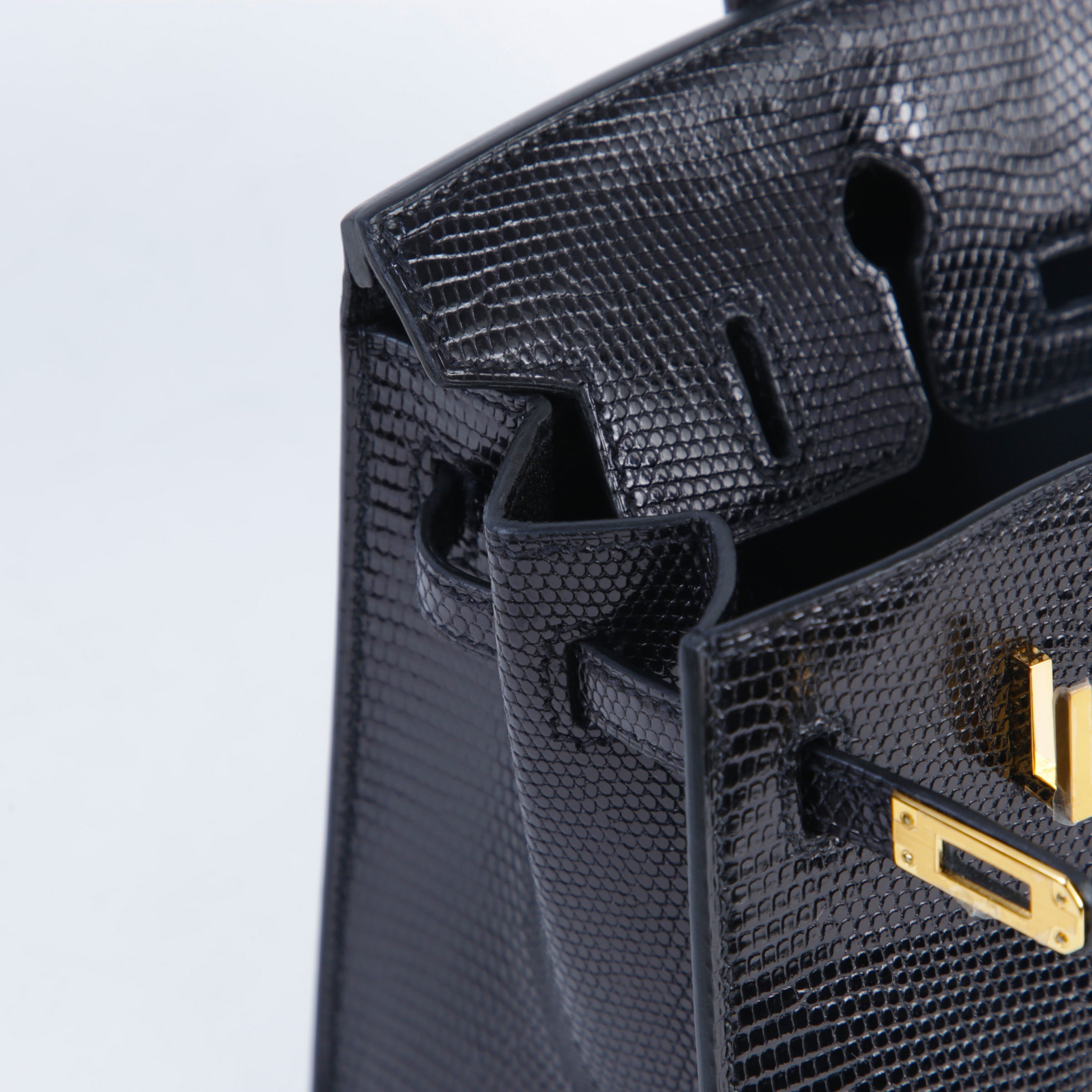 HERMÈS Birkin 20 Noir (89) Lizard Gold hardware B (2023)
