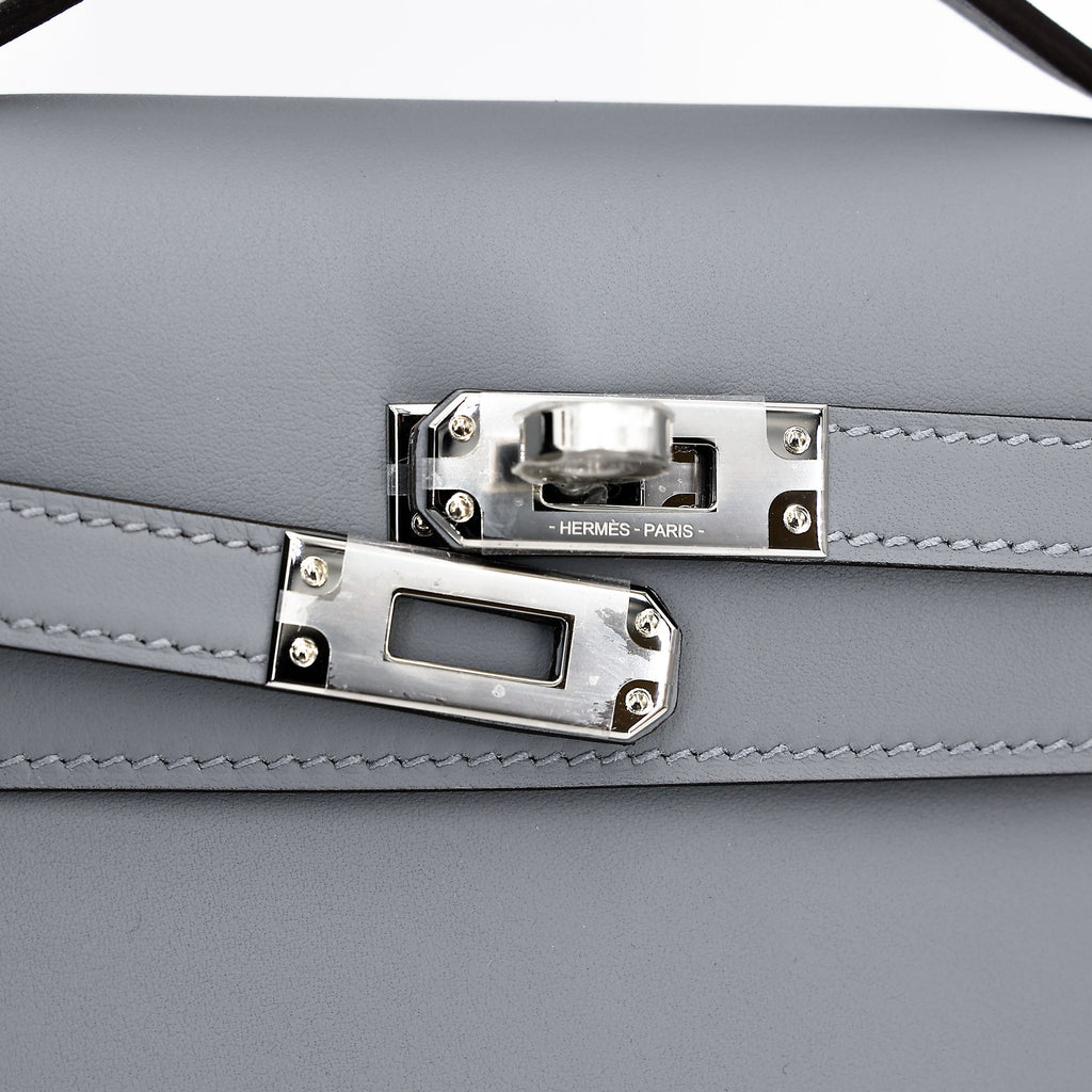 HERMÈS Kelly Pochette Gris Pantin (P0) Swift Palladium hardware K (2025)