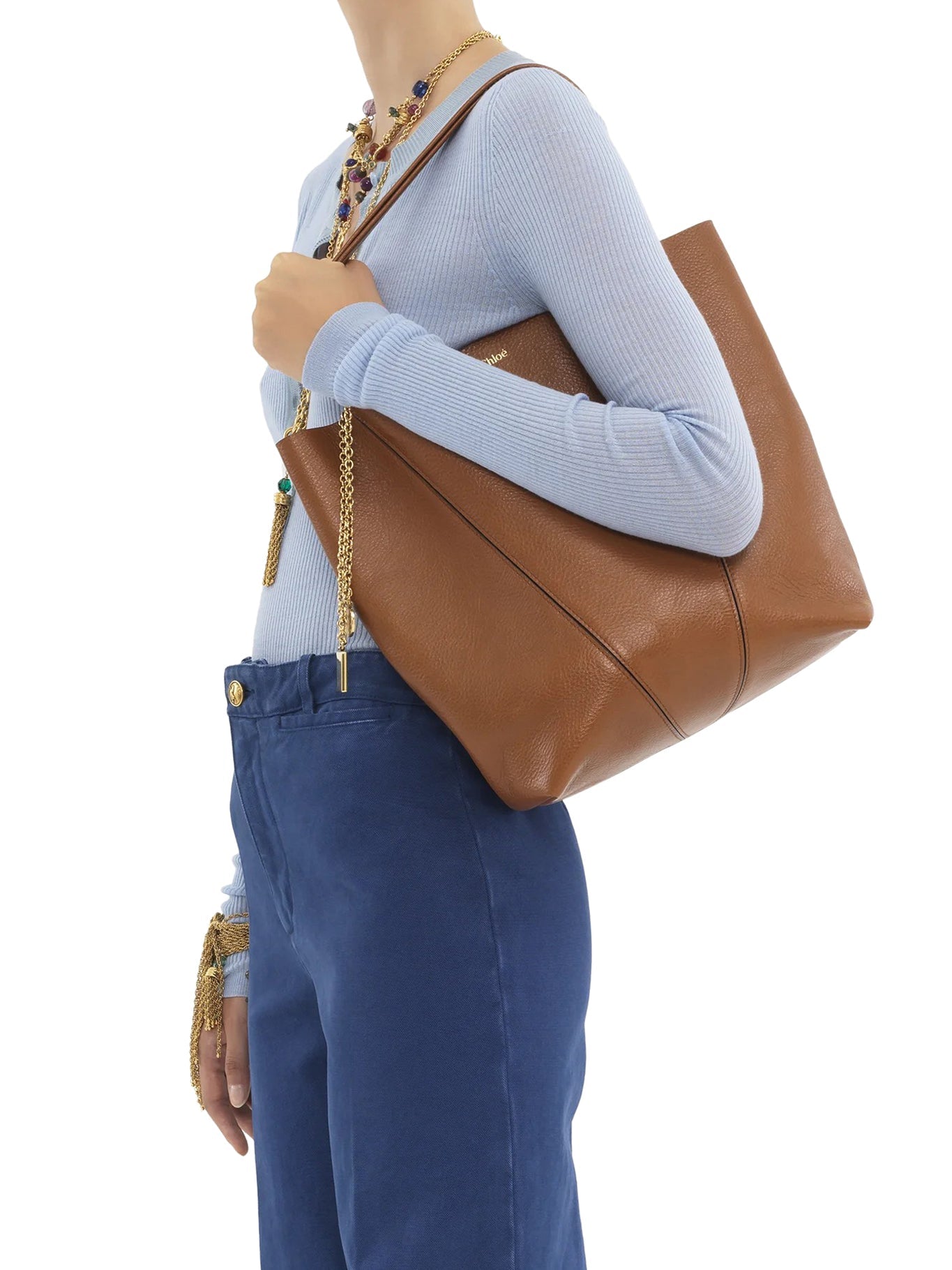 CHLOÉ SPIN TOTE BAG IN GRANATE LEATHER